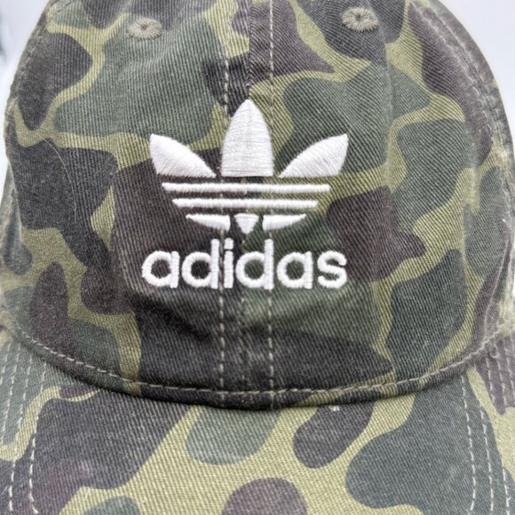 Adidas Green Camo Hat Women's OS Adjustable Baseball Strapback Cap Cotton Logo - Picture 6 of 10
